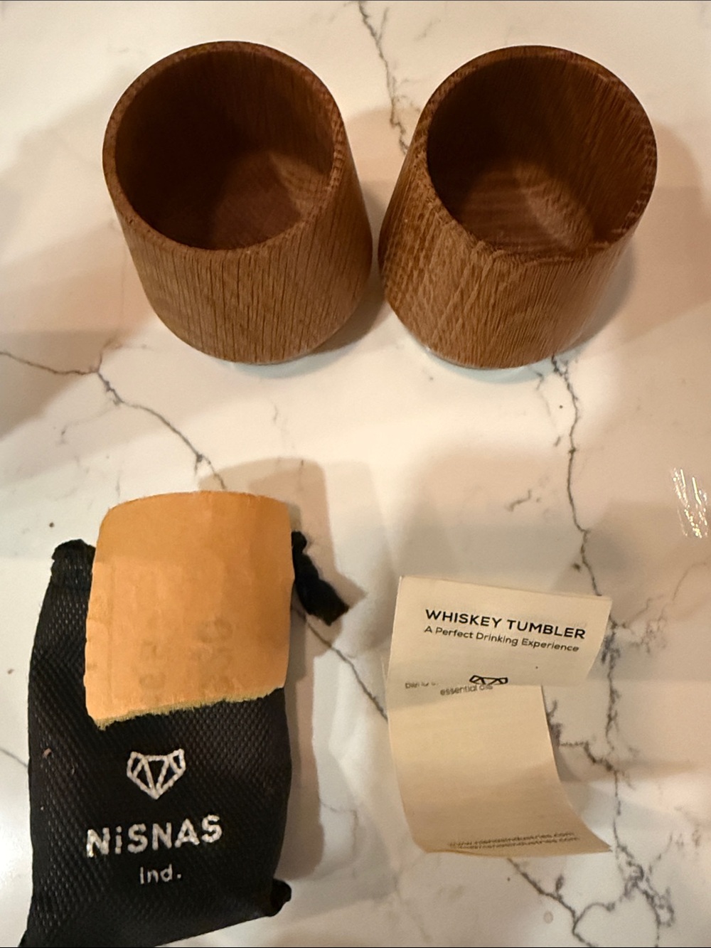 NiSNAS Wooden Whiskey Tumblers - Brown (Set of 2)